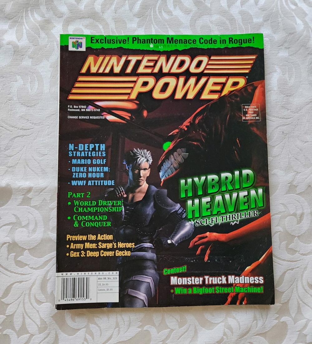 Nintendo Power August 1999 Issue 123 Hybrid Heaven Cover Video Games